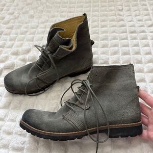 Bussola 42 Kalahari Gray Suede Leather Combat Military Boots Lace Up